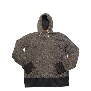 LOGG‎ H&M Mens Size M Knit Hoodie Pullover Sweatshirt Charcoal Heathered